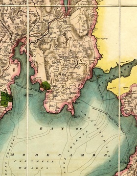 Hennets Map of Lancashire 1786 - Grange-over-Sands area Old Map